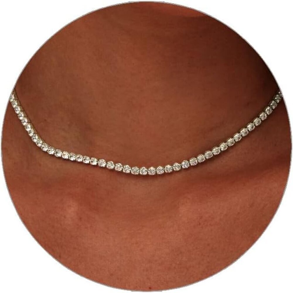 Tennis Necklace 14K Gold Plated Rhinestone Butterfly Choker Necklaces for women